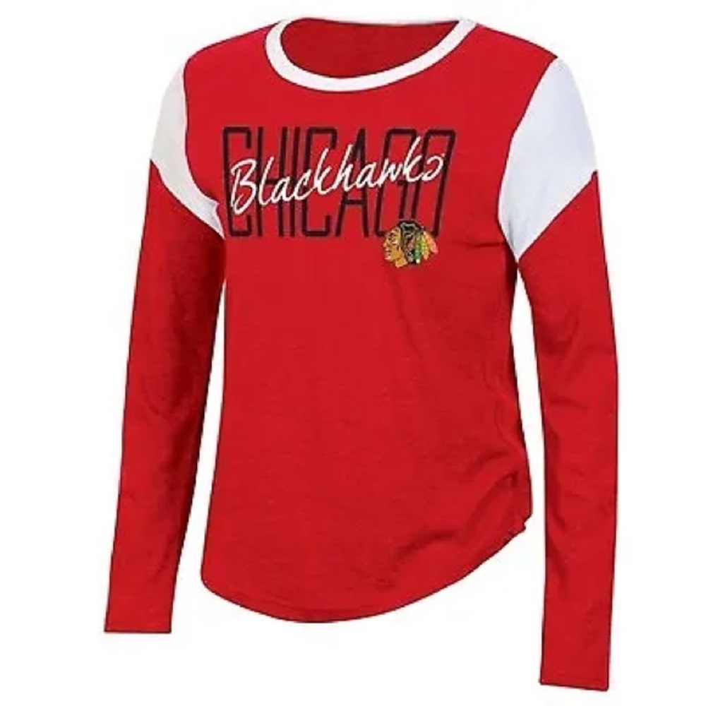 CHICAGO BLACKHAWKS NHL League Official Licensed Hockey Jersey T-Shirt, Woman’s M